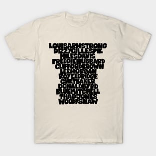 Jazz Legends in Type: The Trumpet Players T-Shirt